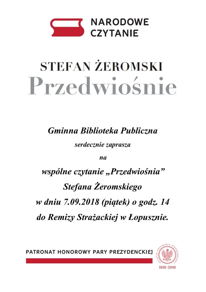 Zdjęcie do wpisu: Narodowe Czytanie 2018