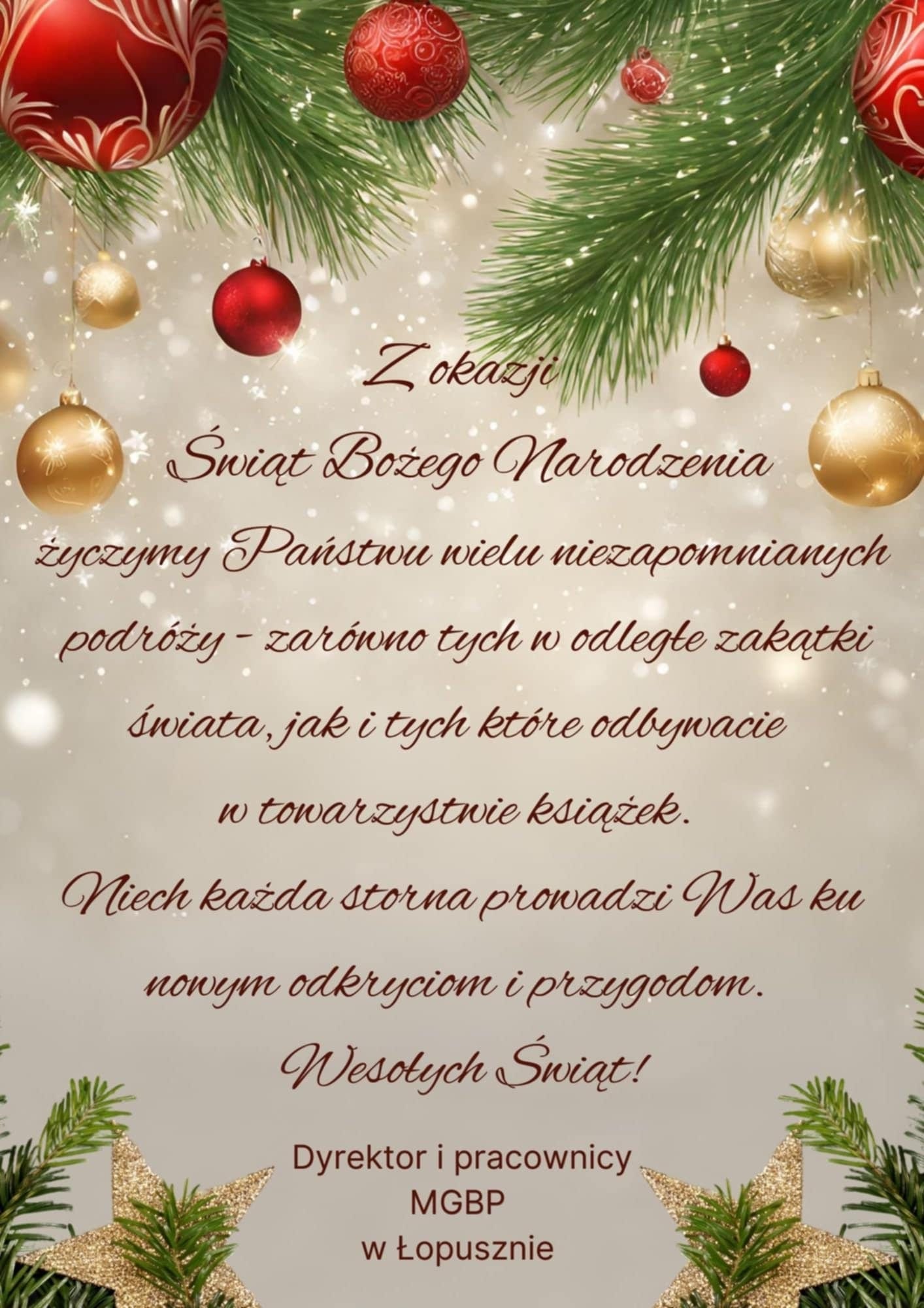 Zdjęcie do wpisu: Życzenia Bożonarodzeniowe 2024
