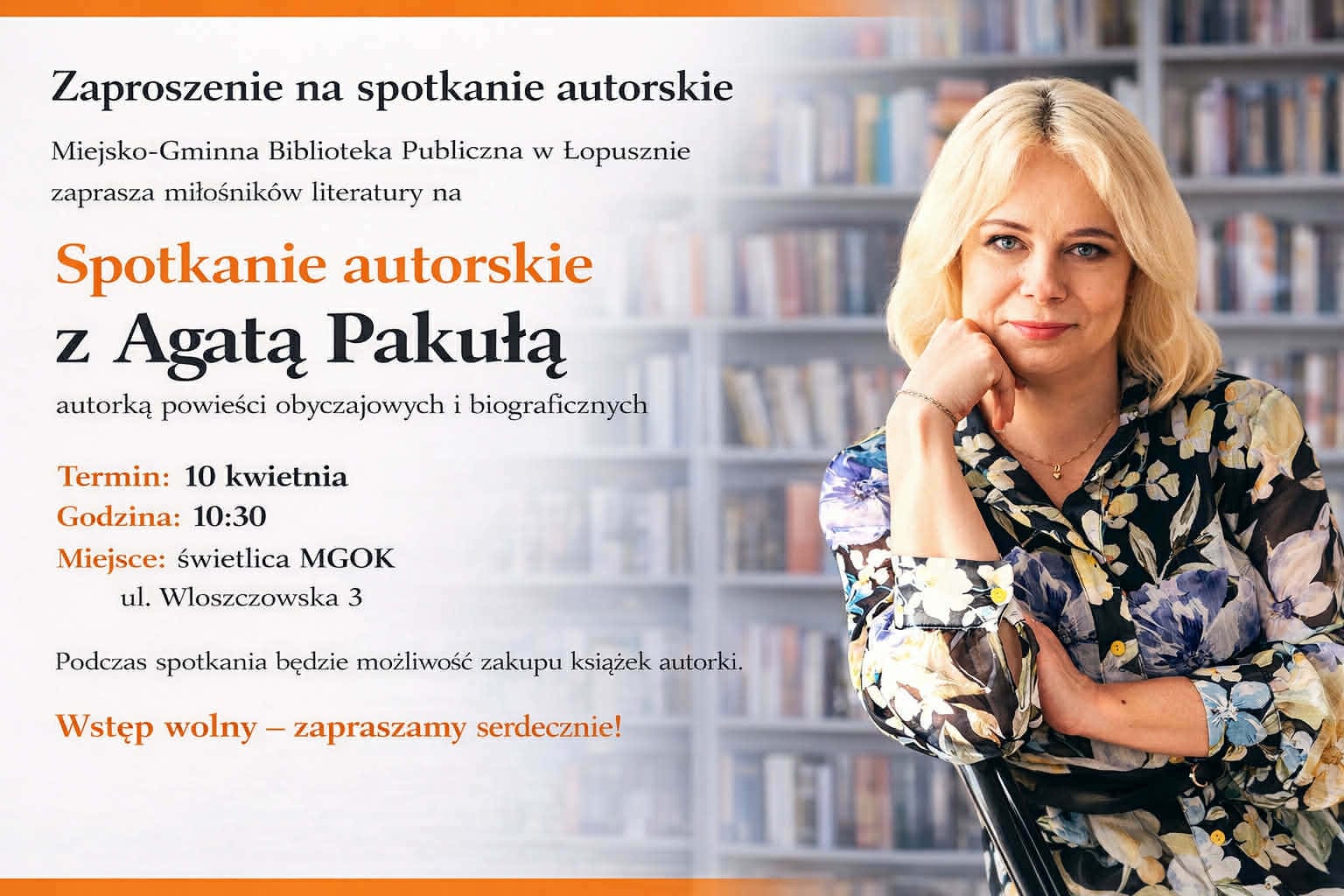 Zdjęcie do wpisu: Zaproszenie na spotkanie autorskie
