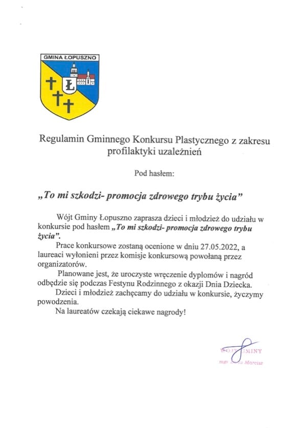 Zdjęcie do wpisu: Regulamin konkursu "To mi szkodzi - promocja zdrowego trybu życia"